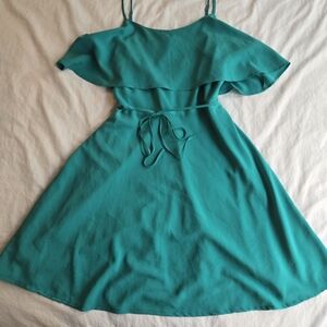 Ann Taylor Sea Green Overlay Top Mini Dress Wedding Guest Evening Spring Party